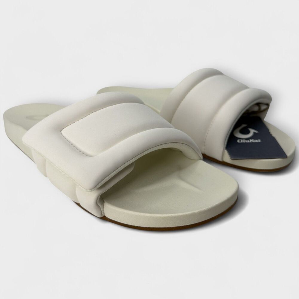 OluKai Sunbeam Puffy Slide Sandals Womens Size 9 Off White Arch Support NWOB - Picture 2 of 10
